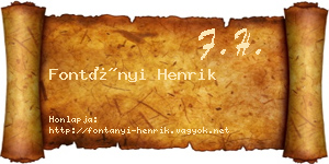 Fontányi Henrik névjegykártya